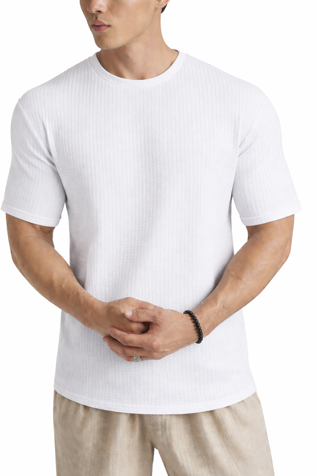 Waffle Knit Tee – White