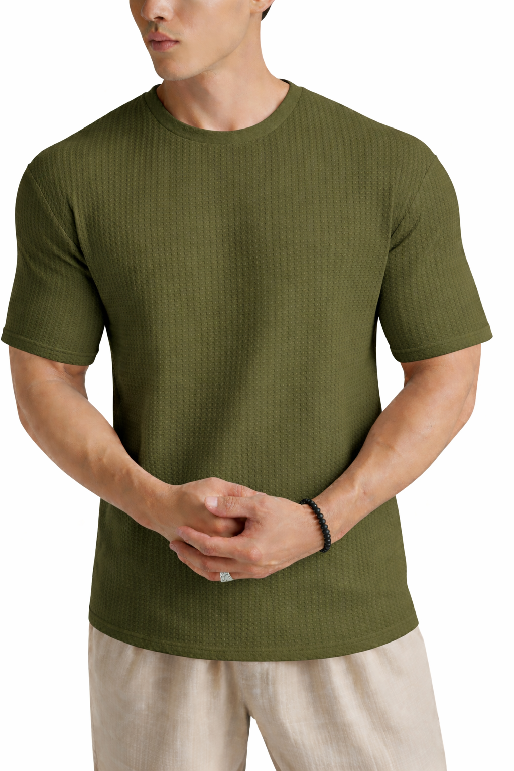 Waffle Knit Tee – Olive