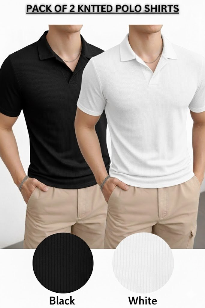 Pack of 2 – Waffle Knit Polos