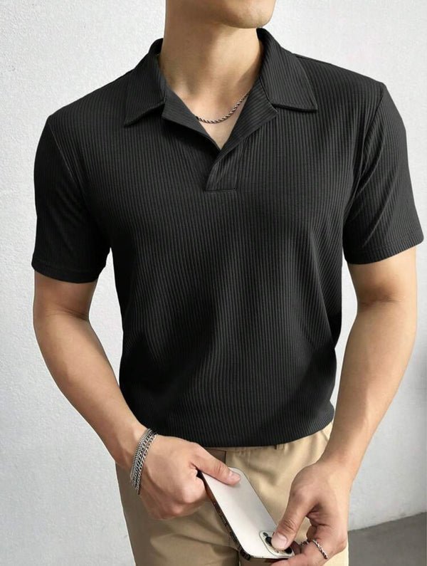 Waffle Knit Polo – Black - Image 2