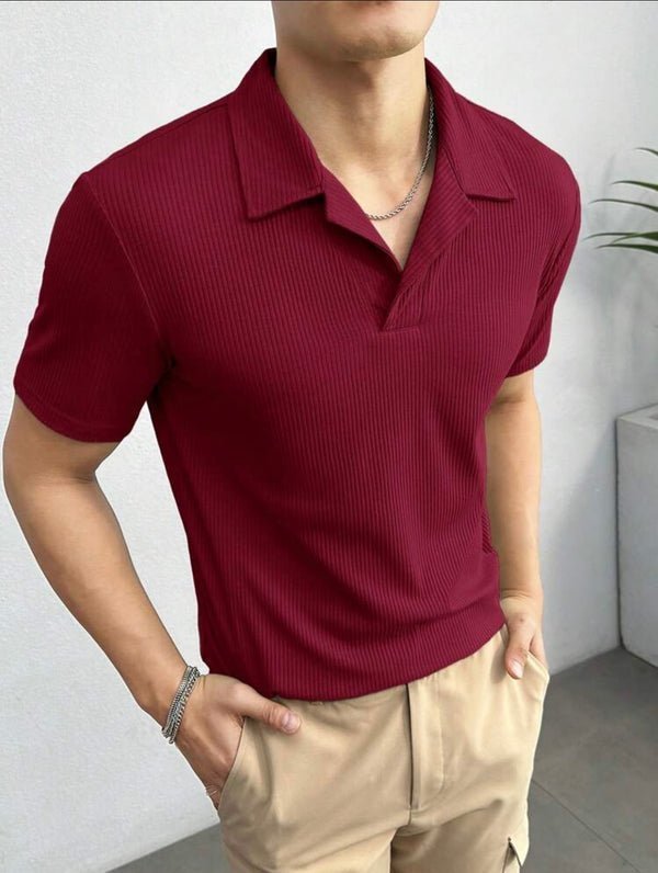 Waffle Knit Polo – Maroon