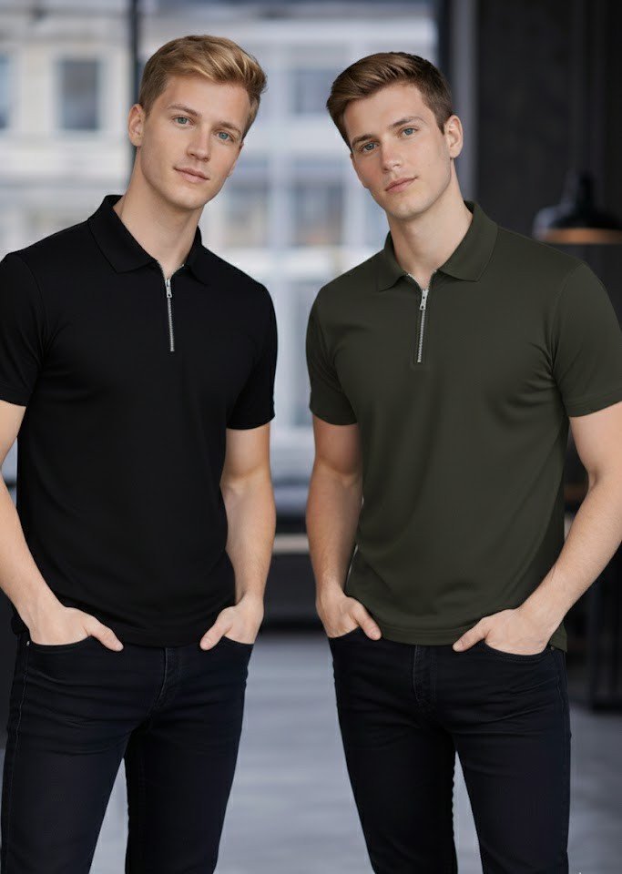 Pack of 2 – Plain Zipper Polo