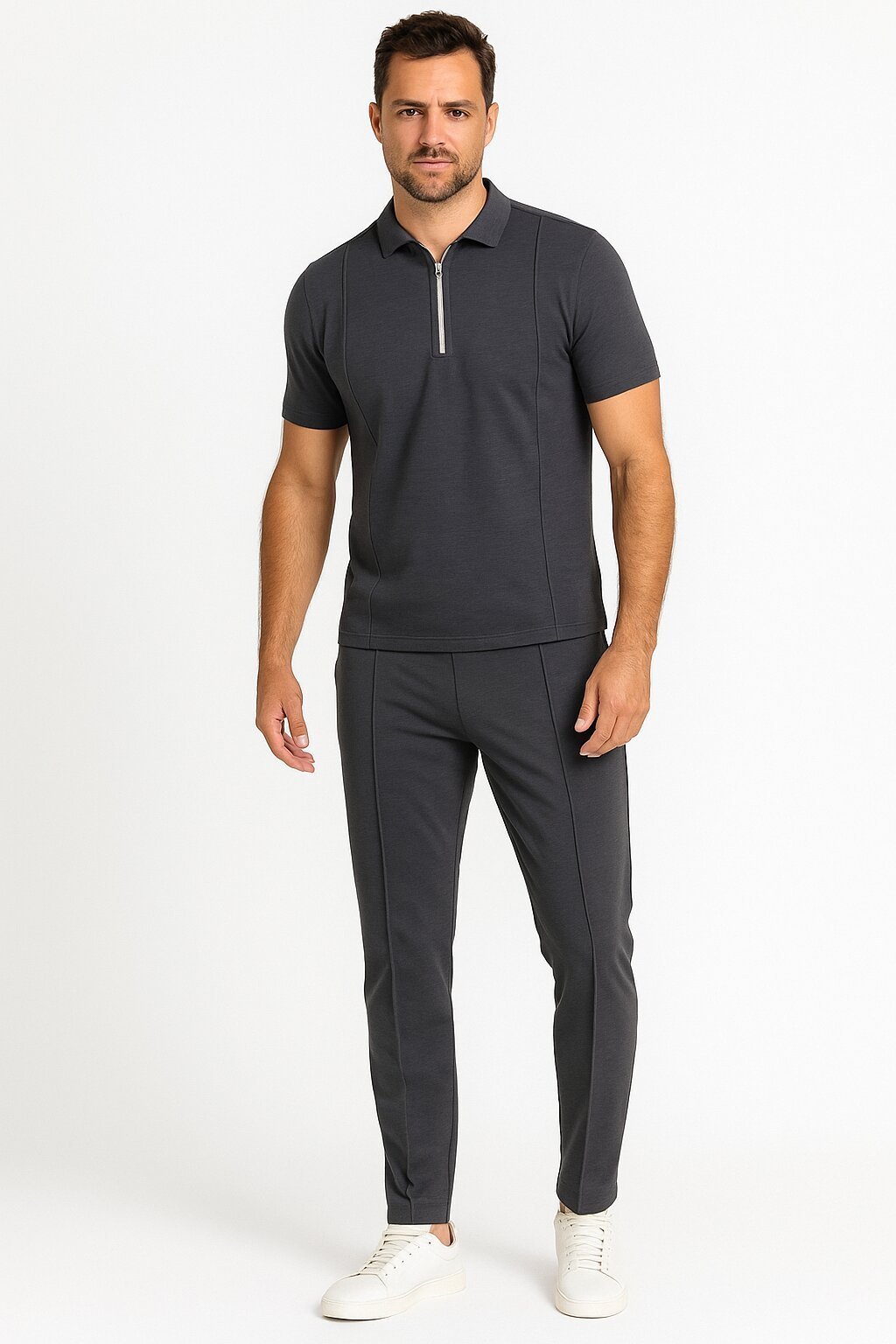 Elite Zip Polo Co-ord Set - Grey