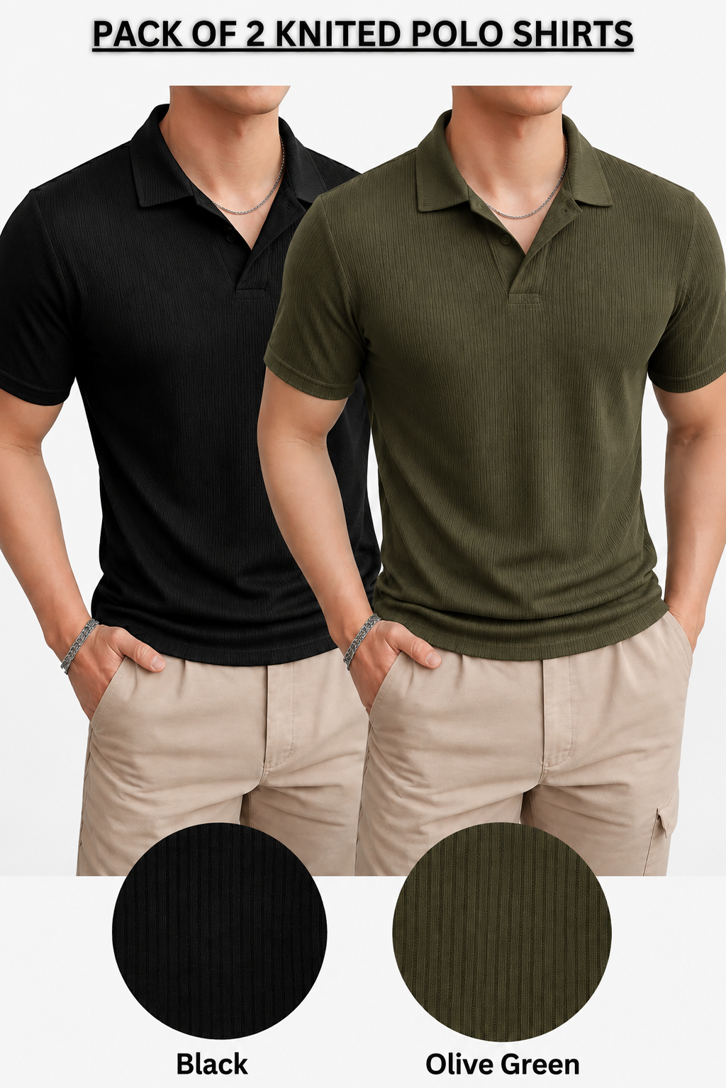 Pack of 2 Waffle Knit Polos