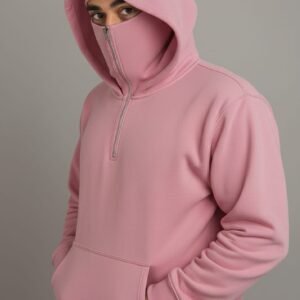 Half Zipper Balaclava Pull Over Hoodie For Men & Boys